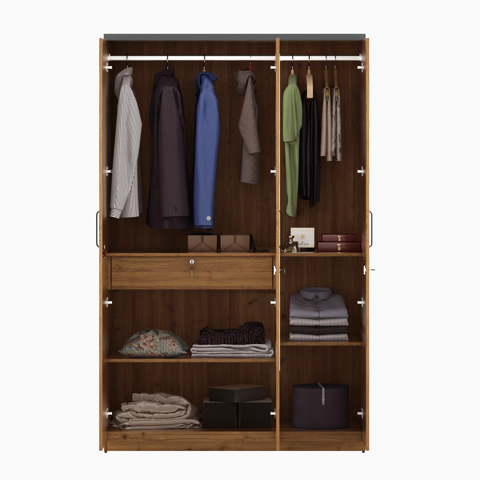 Roma 3 Door Wardrobe With Mirror New- Mol-acacia Dark - Woodpore